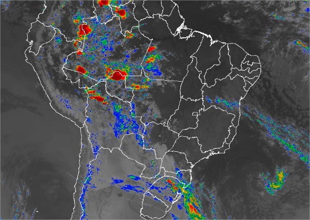 ​Imagem de satélite de todo o Brasil nesta segunda-feira (20) - Fonte: Inmet