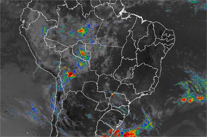 Imagem de satélite de todo o Brasil nesta quarta-feira (02) - Fonte: Inmet