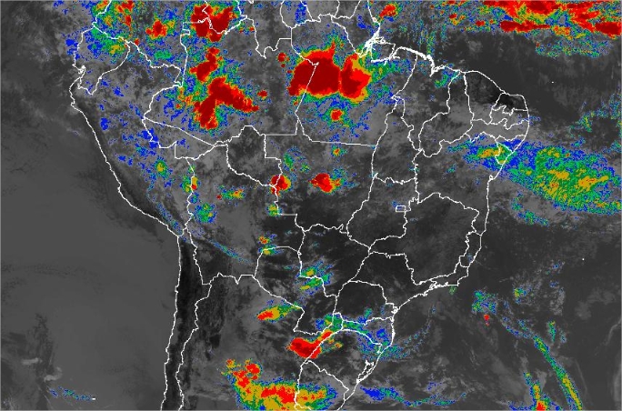 Imagem de satélite de todo o Brasil nesta terça-feira (27) - Fonte: Inmet