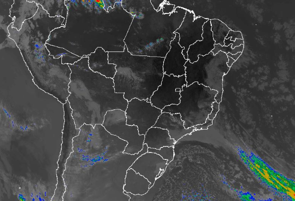 Imagem de satélite nesta quarta-feira (14) em todo o Brasil - Fonte: Inmet