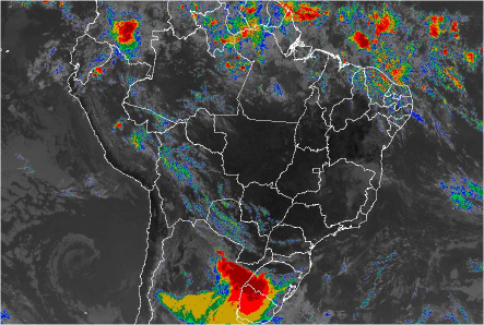 Imagem de satélite de todo o Brasil nesta quinta-feira (10) - Fonte: Inmet