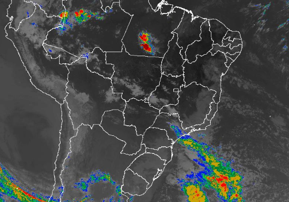 Imagem de satélite nesta sexta-feira (23) em todo o Brasil - Fonte: Inmet