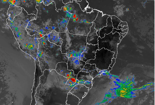Imagem de satélite nesta sexta-feira (18) em todo o Brasil - Fonte: Inmet