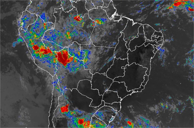 Imagem de satélite de todo o Brasil nesta quarta-feira (30) - Fonte: Inmet