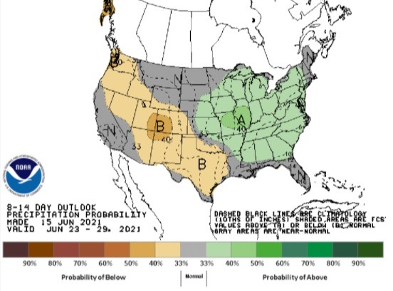 Chuvas nos EUA 23 a 29 de junho - Fonte: NOAA