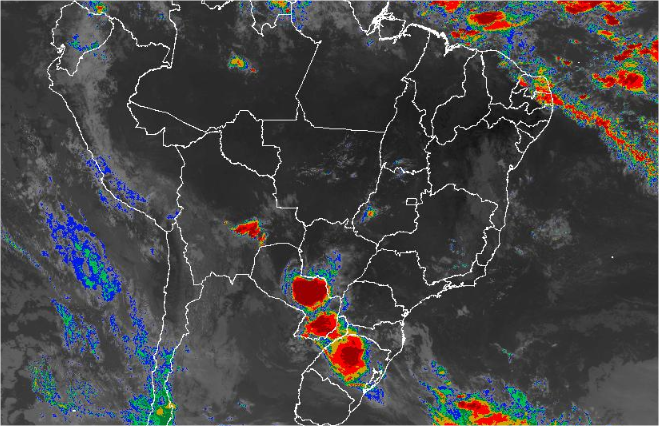 Imagem de satélite de todo o Brasil nesta segunda-feira (06) - Fonte: Inmet