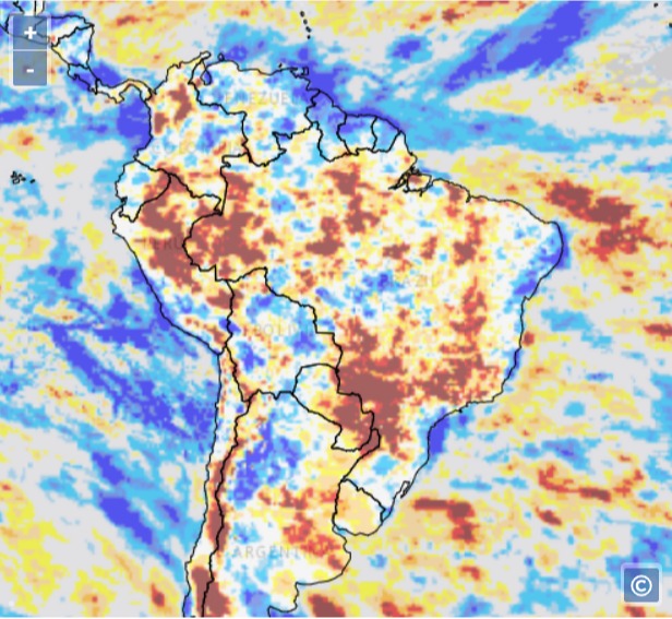 Monitor de seca para o Brasil do Climate Prediction Center (CPC)/NOAA - Fonte: CPC