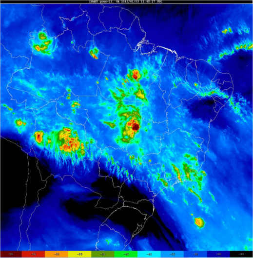 Imagem de satélite para todo o Brasil 03/01 - Fonte: Inmet