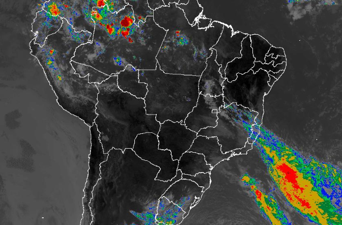 Imagem de satélite nesta sexta-feira (27) em todo o Brasil - Fonte: Inmet