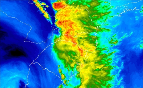 Imagem de satélite do Sul do Brasil nesta quinta-feira (09) - Fonte: Inmet