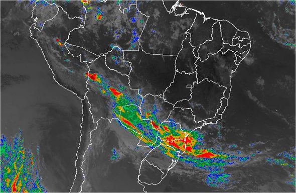 Imagem de satélite de todo o Brasil nesta quinta-feira (23) - Fonte: Inmet