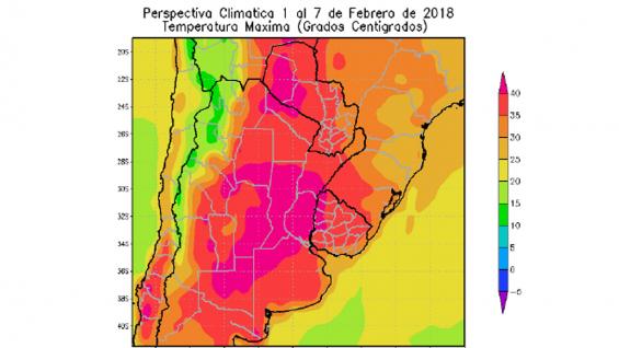 Temperatura na Argentina - 01 a 07 de Fevereiro de 2017
