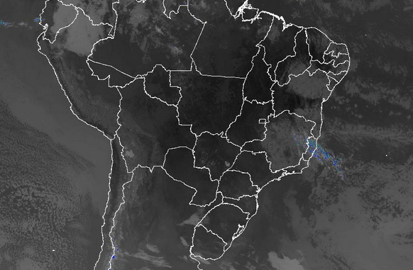 Imagem de satélite nesta quarta-feira (07) em todo o Brasil - Fonte: Inmet