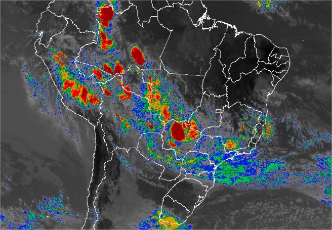 Imagem de satélite de todo o Brasil nesta quarta-feira (24) - Fonte: Inmet