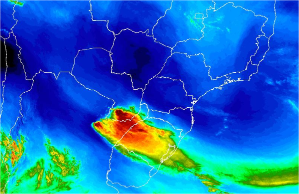 Imagem de satélite do Sul do Brasil nesta terça-feira (15) - Fonte: Inmet