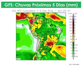 Chuvas nos próximos cinco dias - Ag Resource - 27 de outubro