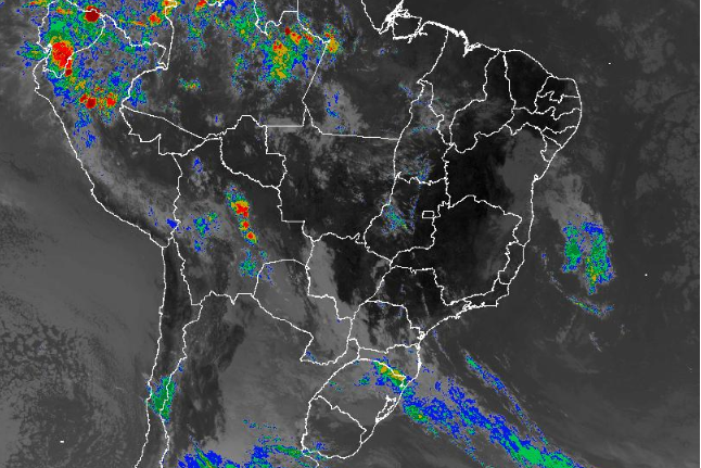 Imagem de satélite nesta quinta-feira (02) em todo o Brasil - Fonte: Inmet