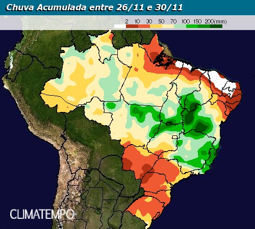 Chuva acumulada entre 26 e 30 de novembro