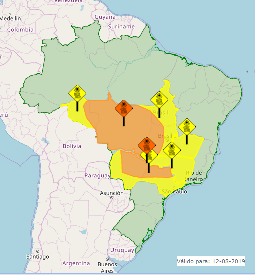 Mapa com alerta em todo o Brasil nesta 2ª feira - Fonte: Inmet