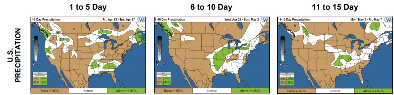 Previsão de chuvas nos EUA - Fonte: Commodity Weather Group