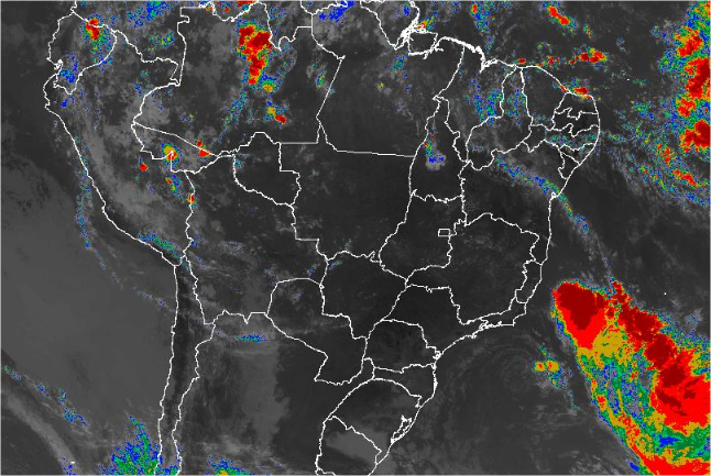 Imagem de satélite de todo o Brasil nesta quinta-feira (18) - Fonte: Inmet