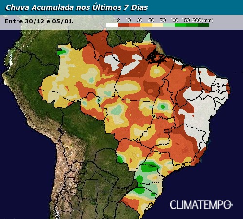 Chuva acumulada nos últimos 7 dias