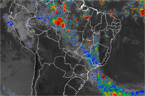 Imagem de satélite de todo o Brasil nesta segunda-feira (08) - Fonte: Inmet
