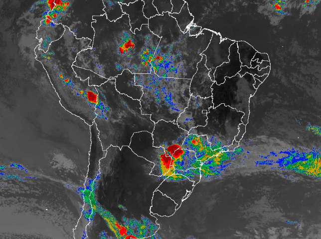 Imagem de satélite de todo o Brasil nesta segunda-feira (08) - Fonte: Inmet