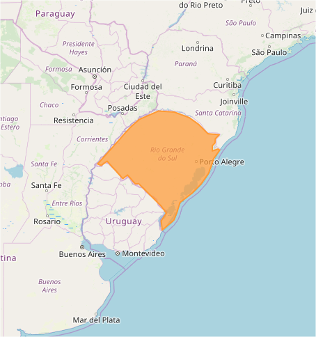 Mapa das áreas com alerta de tempestade nesta 5ª feira - Fonte: Inmet