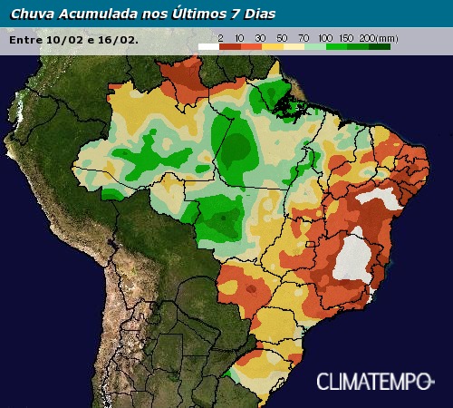 Chuva acumulada nos últimos 7 dias