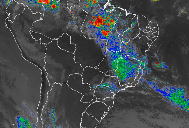 Imagem de satélite de todo o Brasil nesta quinta-feira (16) - Fonte: Inmet