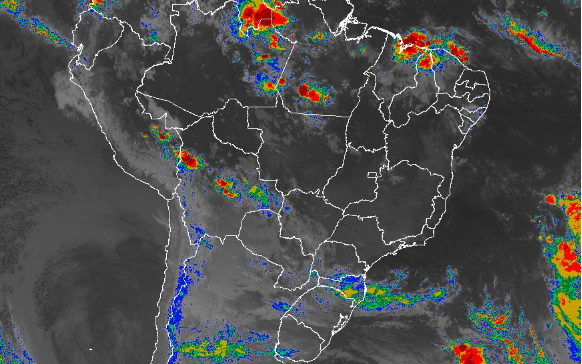Imagem de satélite de todo o Brasil nesta quarta-feira (22) - Fonte: Inmet