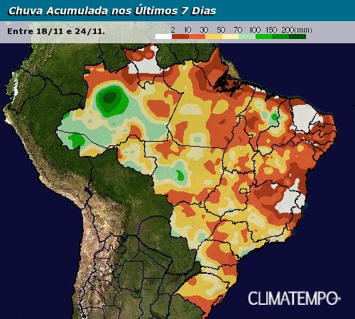 Chuva acumulada nos últimos 7 dias