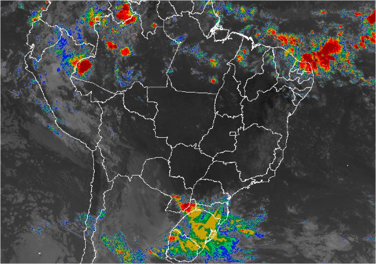 Imagem de satélite de todo o Brasil nesta quinta-feira (25) - Fonte: Inmet