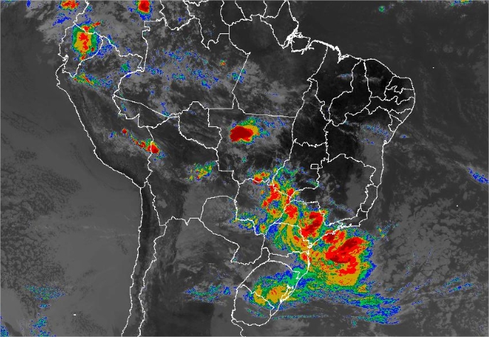Mapa com imagem de satélite para todo o Brasil nesta sexta-feira (14) - Fonte: Inmet