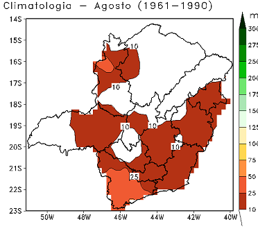 Figura 1 –Climatologia mensal de precipitação (a) e Precipitação mensal acumulada para maio (b). Fonte: SEÇÃO DE ANÁLISE E PREVISÃO DO TEMPO (SEPRE - 5º DISME) BELO HORIZONTE.
