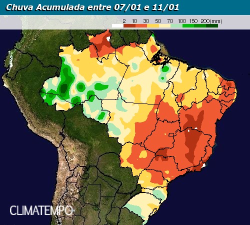 Chuva acumulada ente 7 e 11 de janeiro