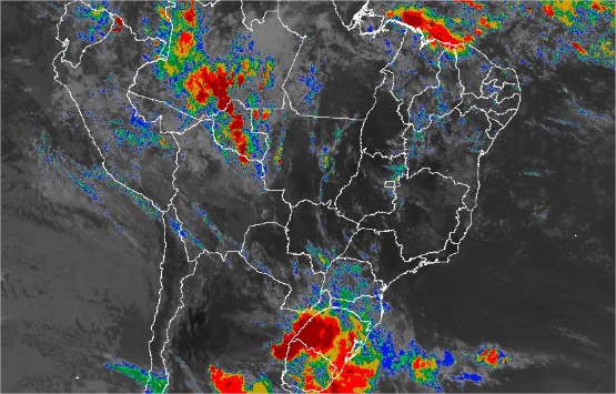 Imagem de satélite de todo o Brasil nesta quarta-feira (09) - Fonte: Inmet