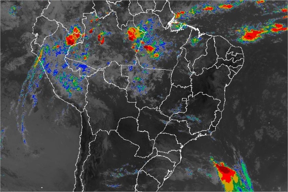 Imagem de satélite de todo o Brasil nesta segunda-feira (21) - Fonte: Inmet