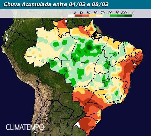 Mapa Previsão Brasil - 04 a 08/03/16