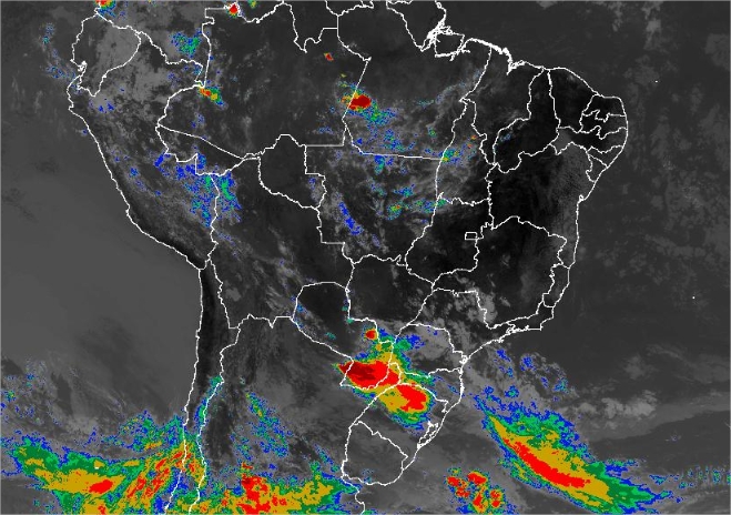 Mapa com imagem de satélite para todo o Brasil nesta quarta-feira (26) - Fonte: Inmet