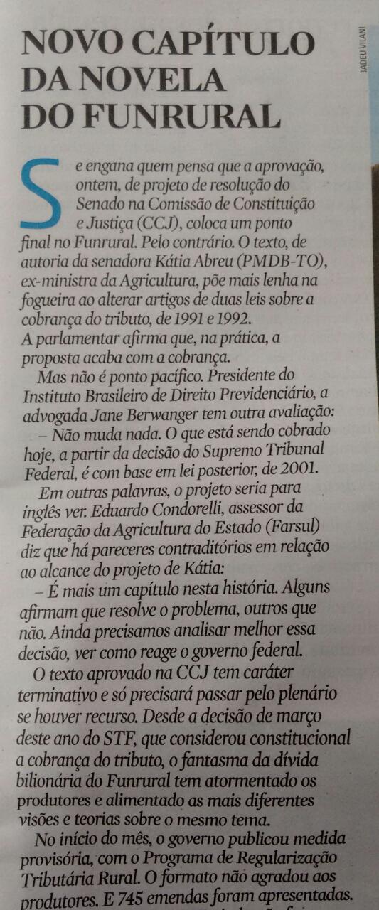 Recorte de jornal com polêmica sobre decisão da CCJ