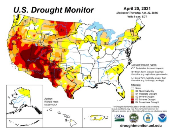 Drought Monitor - 22/04/2021 - EUA