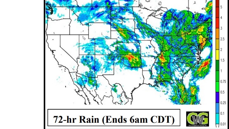 Chuvas nos EUA - 72h