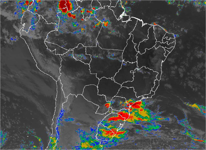 Imagem de satélite de todo o Brasil nesta quarta-feira (30) - Fonte: Inmet