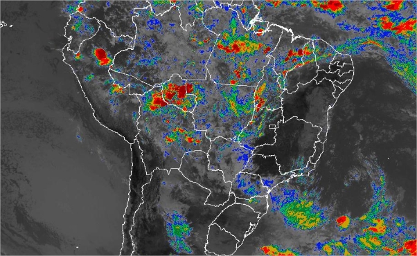 Imagem de satélite de todo o Brasil nesta quinta-feira (29) - Fonte: Inmet