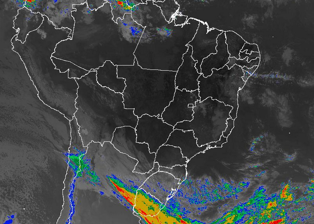 Imagem de satélite nesta terça-feira (25) em todo o Brasil - Fonte: Inmet
