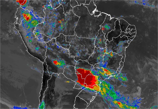 Imagem de satélite de todo o Brasil nesta quinta-feira (01) - Fonte: Inmet