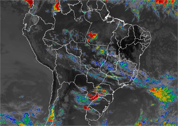 Mapa com imagem de satélite para todo o Brasil nesta quarta-feira (19) - Fonte: Inmet