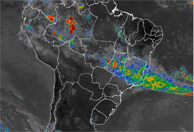 Imagem de satélite de todo o Brasil nesta sexta-feira (09) - Fonte: Inmet